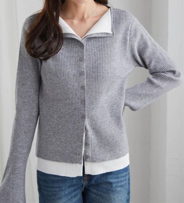 RANAN（ラナン）の「レイヤード配色ニットカーディガン（ニットカーディガン）」｜詳細画像