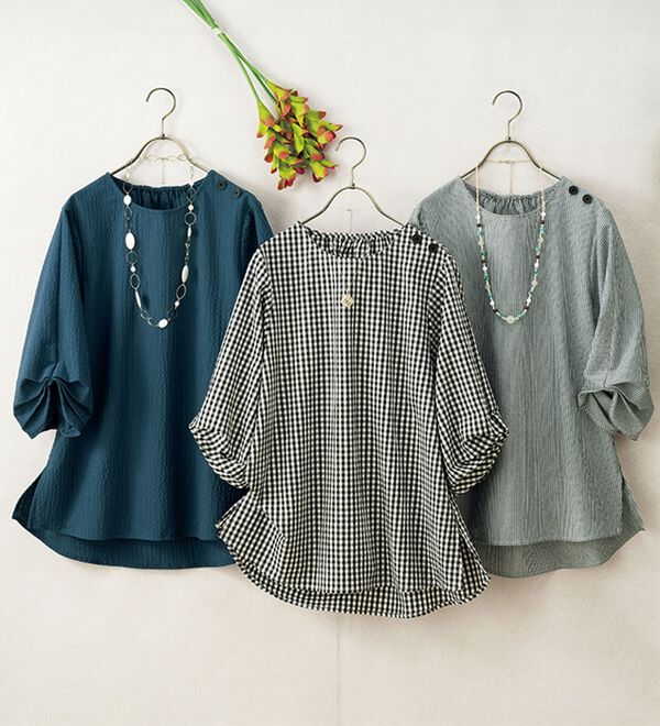 ルフラン（ルフラン）の「【３色組】ふんわりタック袖のさらっ軽ブラウス（ブラウス）」｜詳細画像