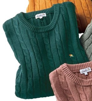 「＜アーノルド　パーマー＞ワンポイントケーブルニット（メンズニット・セーター）」｜ブルーグリーン