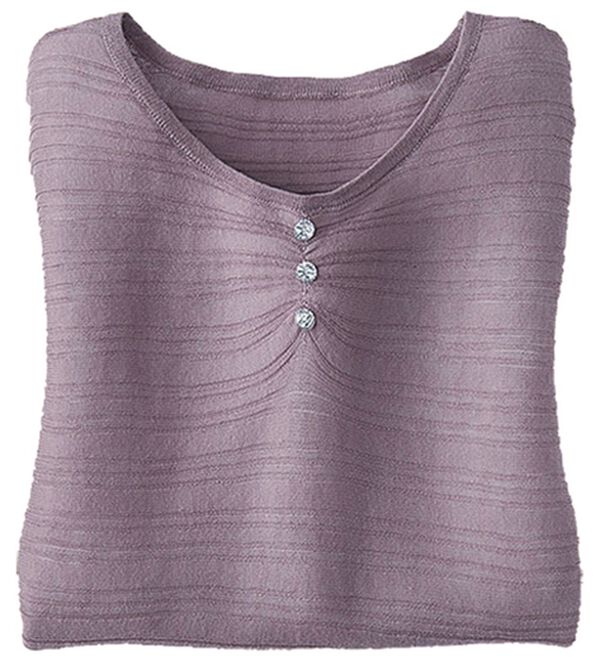 BELLUNA（ベルーナ）の「編地変化シアーボーダーニット（ニット・セーター）」｜ローズグレー