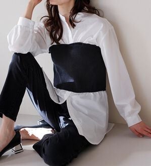 RANAN（ラナン）の「ビスチェドッキングシャツ（シャツ）」｜オフホワイト／ブラック