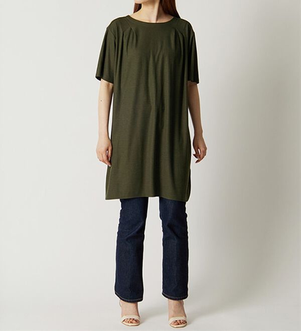 BELLUNA（ベルーナ）の「【接触冷感】かのこ素材タックデザインチュニックワンピース（その他ワンピース）」｜詳細画像