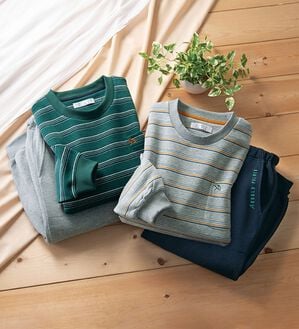 「【２着組】＜アーノルド　パーマー＞華やかボーダー暖かパジャマ（メンズルームウェア）」｜2着組