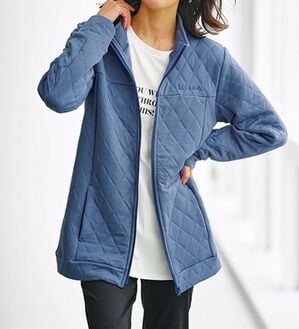 BELLUNA（ベルーナ）の「＜ＥＬＬＥ　Ａｃｔｉｖｅ＞ダイヤ柄ジャカードキルトブルゾン（ブルゾン）」｜ブルーグレー