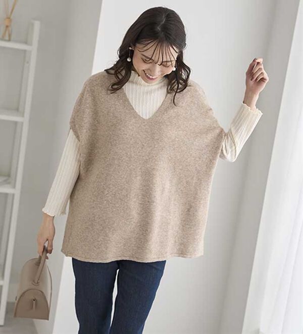 BELLUNA（ベルーナ）の「インナーに合わせるウール入りニットベスト（ベスト）」｜詳細画像