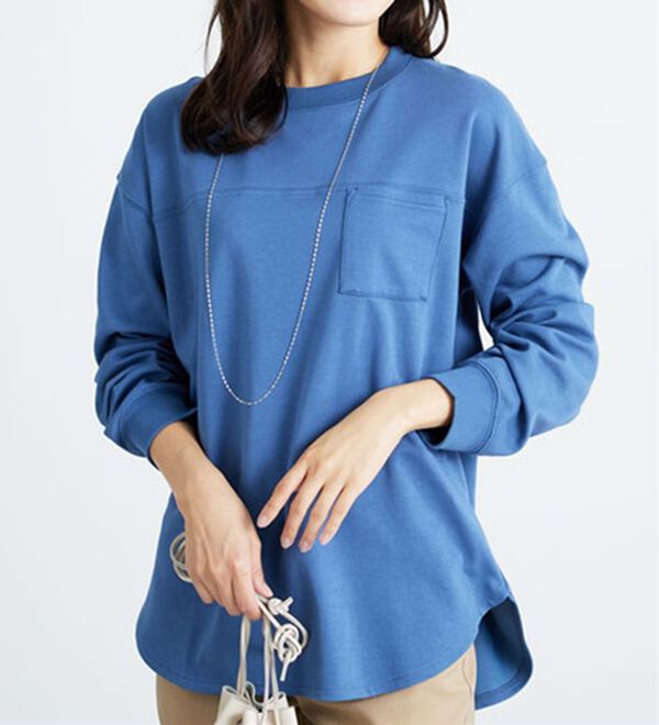 BELLUNA（ベルーナ）の「吸湿発熱ポンチ素材ポケット付プルオーバー（カットソー）」｜詳細画像