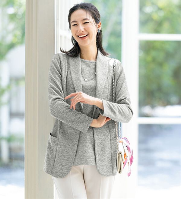 ルフラン（ルフラン）の「軽やかな着心地！メランジ調アンサンブル（アンサンブル）」｜杢グレー