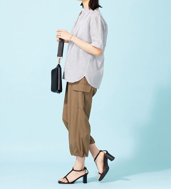 BELLUNA（ベルーナ）の「綿１００％バンドカラーシャツブラウス（ブラウス）」｜詳細画像