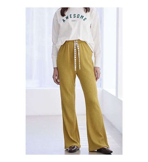 BELLUNA（ベルーナ）の「【３本組】ケーブルジャガードイージーパンツ（フルレングスパンツ）」｜詳細画像