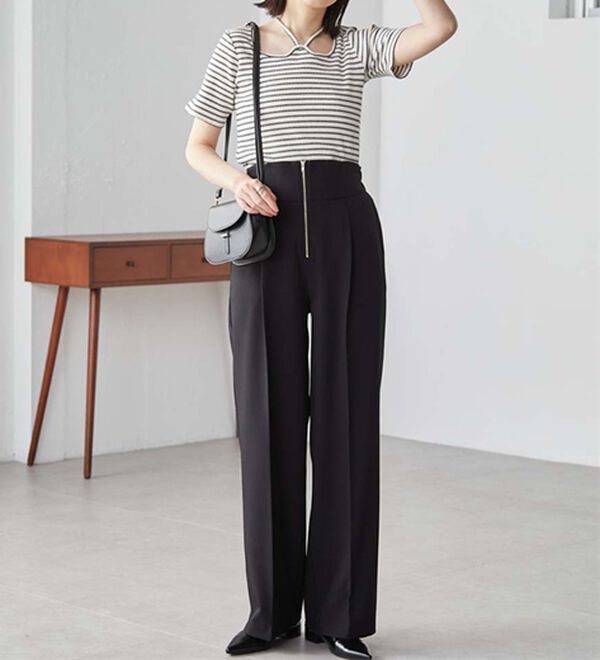 RANAN（ラナン）の「ハイウエストジップワイドパンツ（ワイドパンツ・ガウチョ）」｜詳細画像