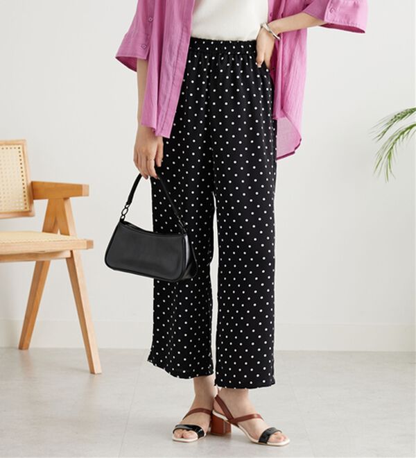 BELLUNA（ベルーナ）の「ヒンヤリ冷感！プリントワイドパンツ（ワイドパンツ・ガウチョ）」｜詳細画像