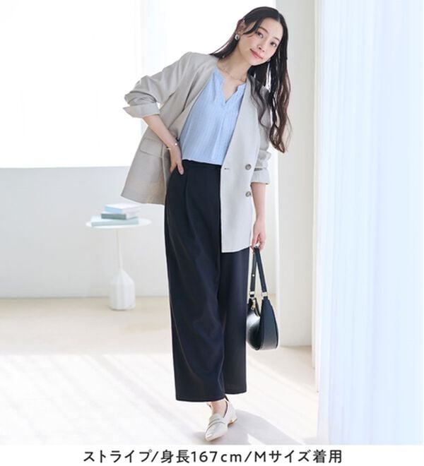 Viola e Viola（ヴィオラ エ ヴィオラ）の「【接触冷感】さらっと涼感フレアスリーブブラウス（ブラウス）」｜詳細画像