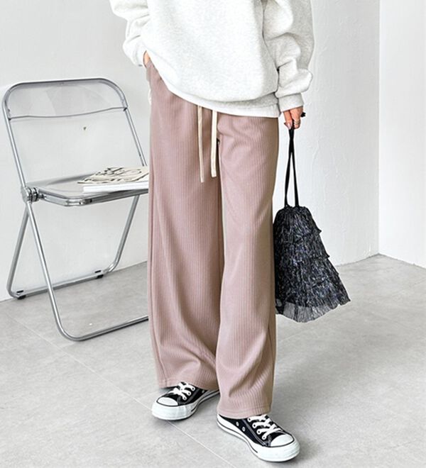 GeeRA（ジーラ）の「ふわふわあったか！裏起毛リブワイドパンツ（フルレングスパンツ）」｜詳細画像