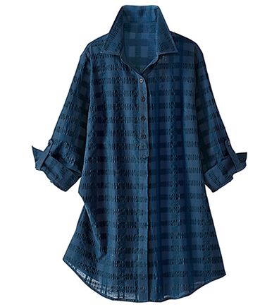 BELLUNA（ベルーナ）の「涼感！サッカー素材シャドーチェックシャツブラウス（シャツ）」