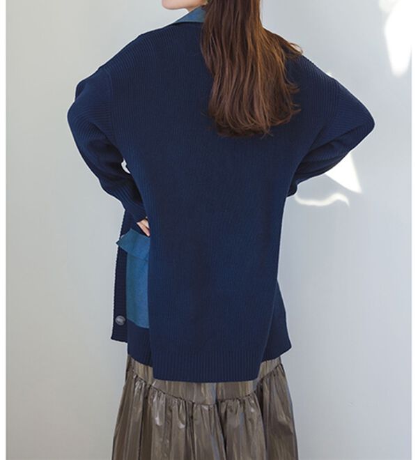 RANAN（ラナン）の「重ね着風デニム切替ニットジャケット（その他ジャケット）」｜詳細画像