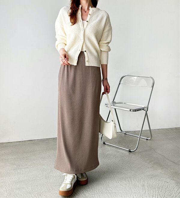 GeeRA（ジーラ）の「【着回し力◎】楽ちんすっきり見え！リブロングスカート（ロングスカート）」｜詳細画像