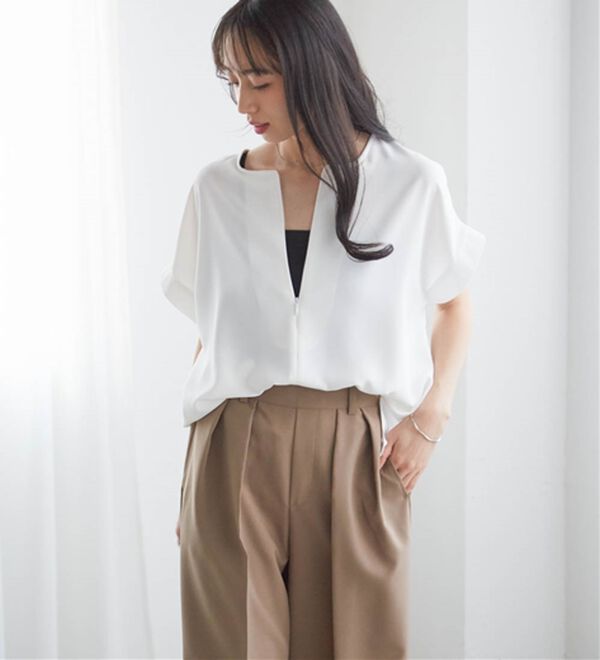 RANAN（ラナン）の「前後2WAYハーフジップブラウス（ブラウス）」｜詳細画像