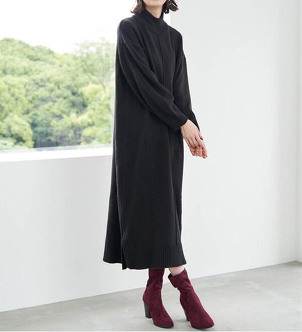 genten ゲンテン タートルネック　ニットワンピース タートルニットドレス(ソフトピンク) - seventen