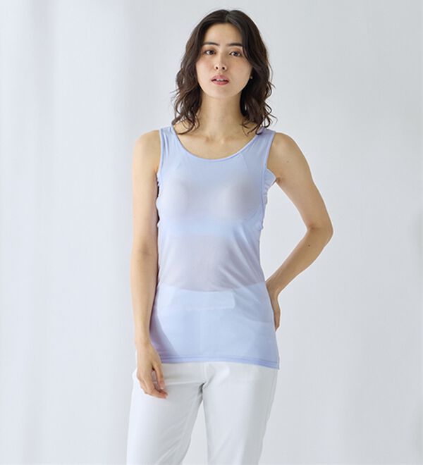 LAVIENNE（ラヴィエンヌ）の「【暑がりさん必見！】瞬間ひんやり冷感！カップ付タンクトップインナー＜さらりラボ＞（肌着・インナーウェア）」｜詳細画像