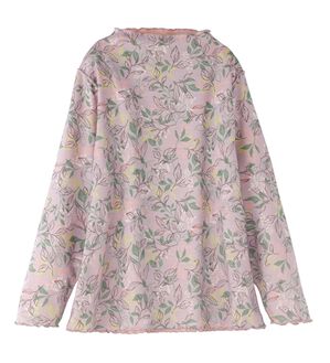 BELLUNA（ベルーナ）の「ふんわり柔らかメロー使い花柄プルオーバー（カットソー）」｜ローズ系