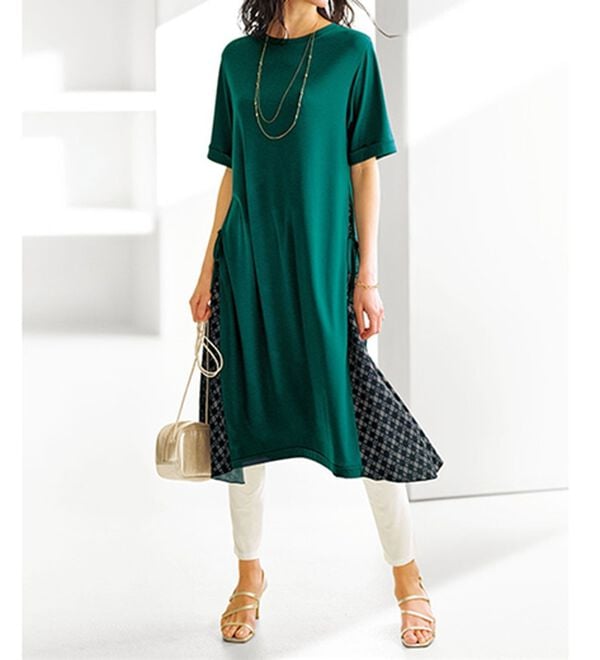 BELLUNA（ベルーナ）の「サイドリボン使いチュニックワンピース（チュニックワンピース）」｜詳細画像