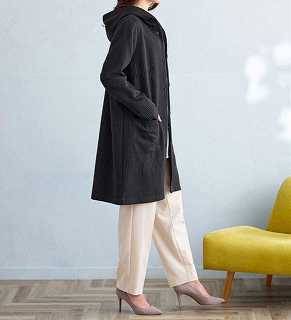 BELLUNA（ベルーナ）の「ボーダージャカード素材フードカーディガン（その他ジャケット）」｜詳細画像