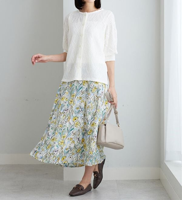 BELLUNA（ベルーナ）の「波柄シアージャカード素材カーディガン（ニットカーディガン）」｜詳細画像