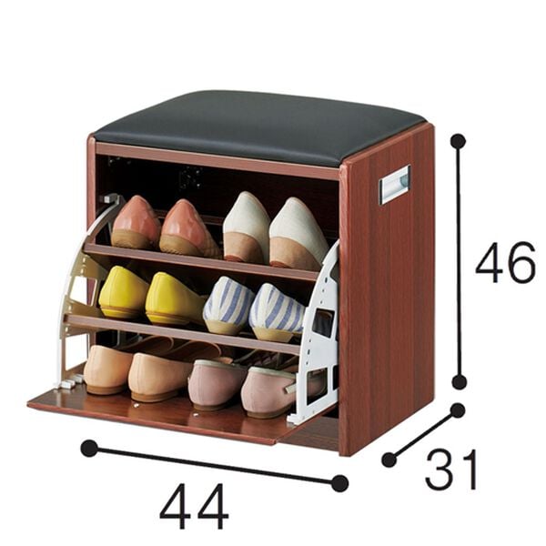 「腰かけ付シューズボックス（玄関収納・用品）」｜詳細画像