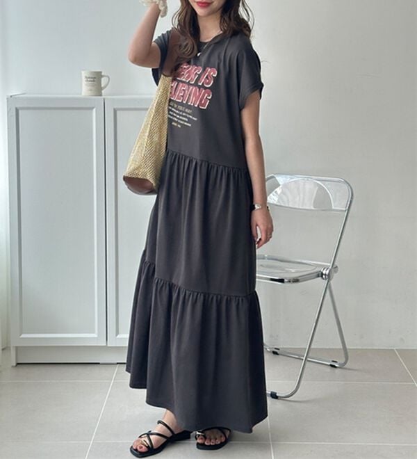 GeeRA（ジーラ）の「ピグメント風ティアードプリントＴシャツワンピース（カットソーワンピース）」｜詳細画像