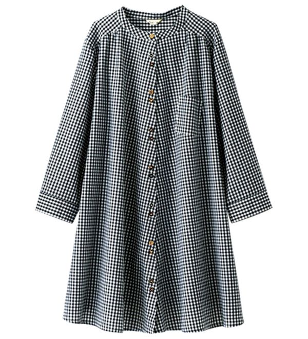 BELLUNA（ベルーナ）の「ＵＶ対策！多ボタンデザインシャツチュニック（チュニック）」｜ギンガムチェック