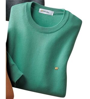 「＜ゴールデンベア＞メリノウールクルーネックセーター（メンズニット・セーター）」｜ライトグリーン