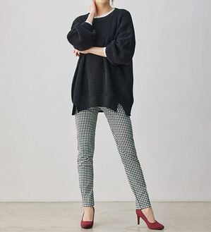 GeeRA（ジーラ）の「嬉しい機能付！股上深めのゆるフィットレギンスパンツ（フルレングスパンツ）」｜ギンガムチェック