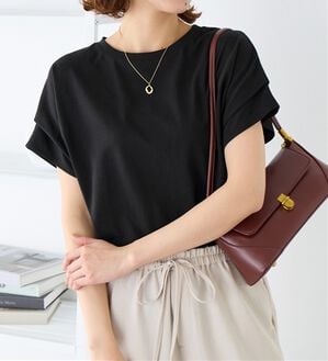 Viola e Viola（ヴィオラ エ ヴィオラ）の「脱普通！すっきり見え大人の上品Ｔシャツ（Tシャツ）」｜ブラック