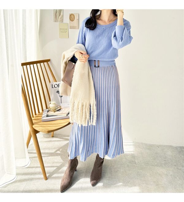 GeeRA（ジーラ）の「前後２ＷＡＹプリーツニットワンピース（ニットワンピース）」｜詳細画像