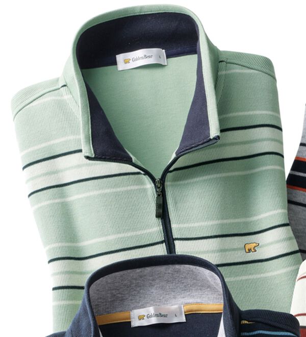 「＜ゴールデンベア＞軽い着心地のハーフジップトレーナー（メンズトレーナー）」｜ミントグリーン