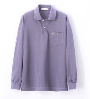 「＜ゴールデンベア＞上質国産ポロシャツ（長袖）（メンズポロシャツ）」｜ラベンダー