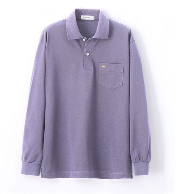 「＜ゴールデンベア＞上質国産ポロシャツ（長袖）（メンズポロシャツ）」｜ラベンダー