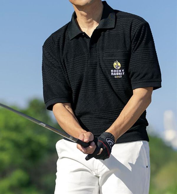 「＜ロッキーラビット＞パイルボーダーポロシャツ（メンズポロシャツ）」｜詳細画像