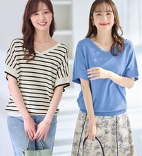 alotta（アロッタ）の「ゆるっと涼やかＶネックプルオーバー（ニット・セーター）」