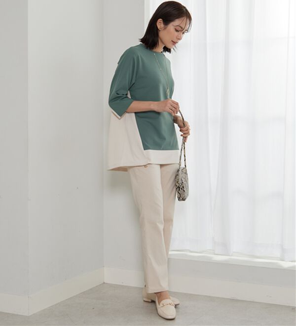 BELLUNA（ベルーナ）の「ドロスト使い配色デザインチュニック（チュニック）」｜詳細画像