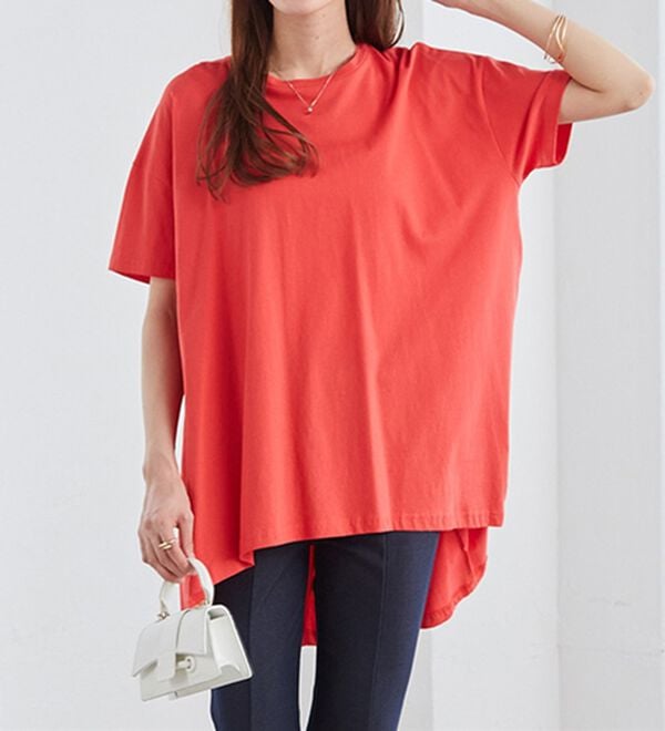 RANAN（ラナン）の「＜ＢＣ＞綿１００％ひんやりフレアーシルエットチュニック（カットソー）」｜詳細画像