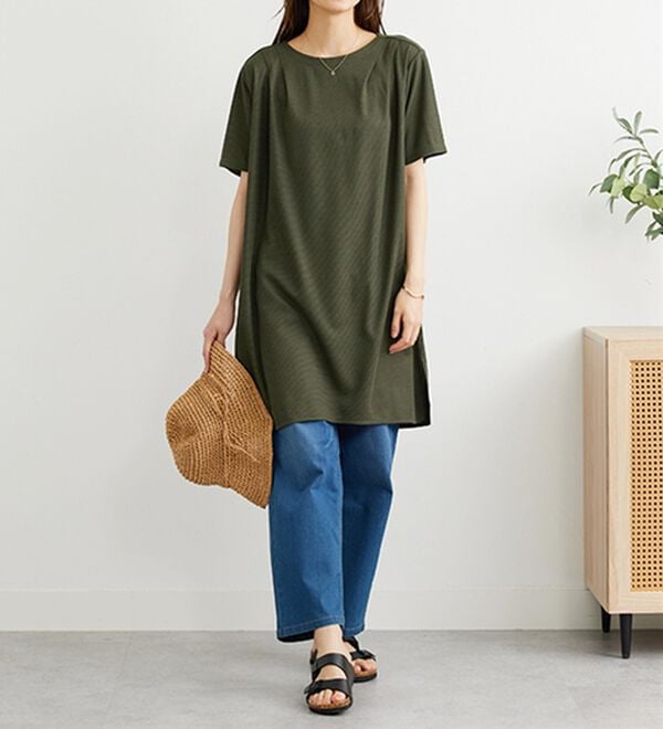 BELLUNA（ベルーナ）の「かのこ素材肩タックデザインワンピース（チュニック）」｜詳細画像