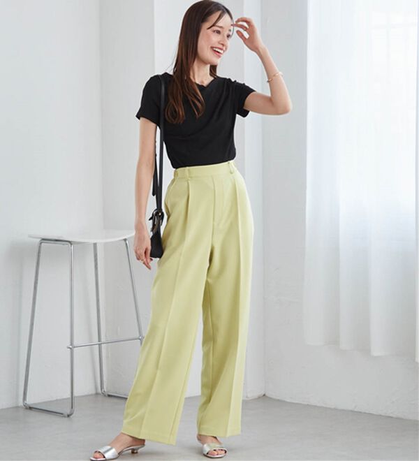 RANAN（ラナン）の「【選べる２丈】機能付！美脚シルエットセンタープレスワイドパンツ（フルレングスパンツ）」｜詳細画像