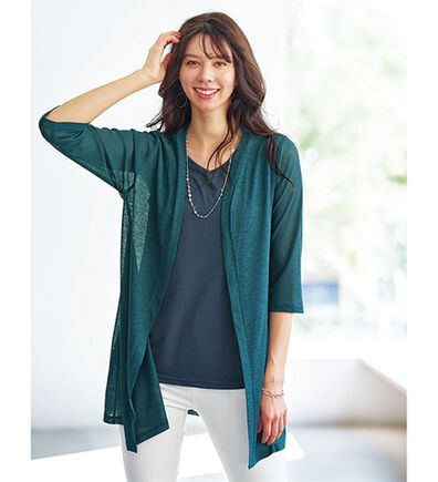 BELLUNA（ベルーナ）の「【2点セット】シアー素材涼やかカーディガンアンサンブル（アンサンブル）」