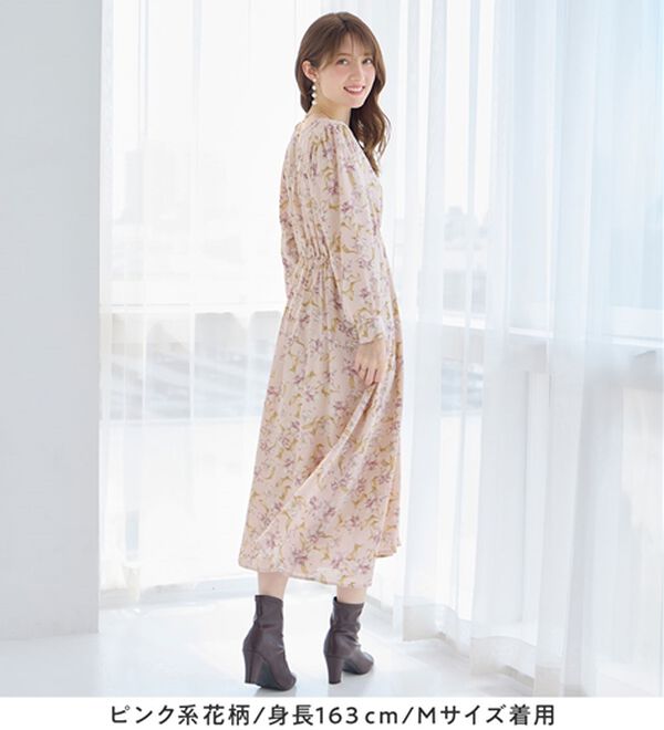 alotta（アロッタ）の「あったか裏起毛花柄ワンピース（プリントワンピース）」｜詳細画像