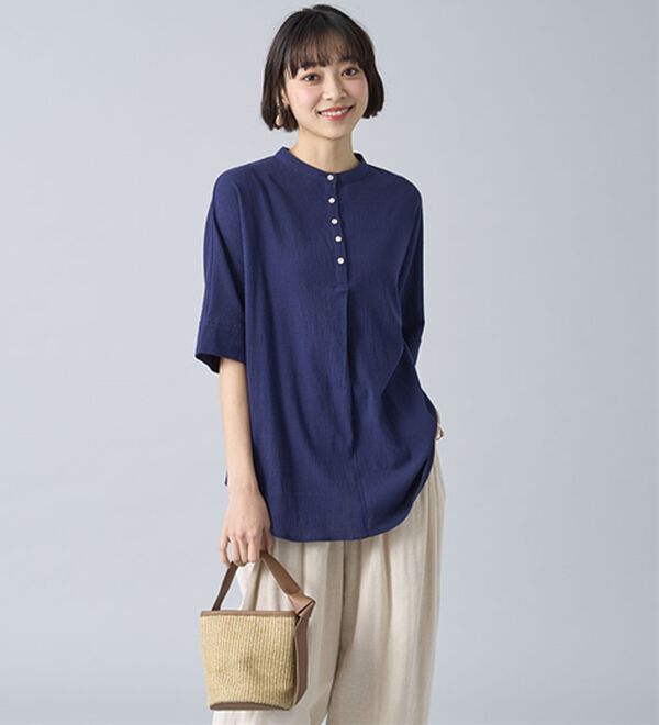 BELLUNA（ベルーナ）の「綿１００％ワッシャー素材ゆったりドルマンブラウス（ブラウス）」｜詳細画像