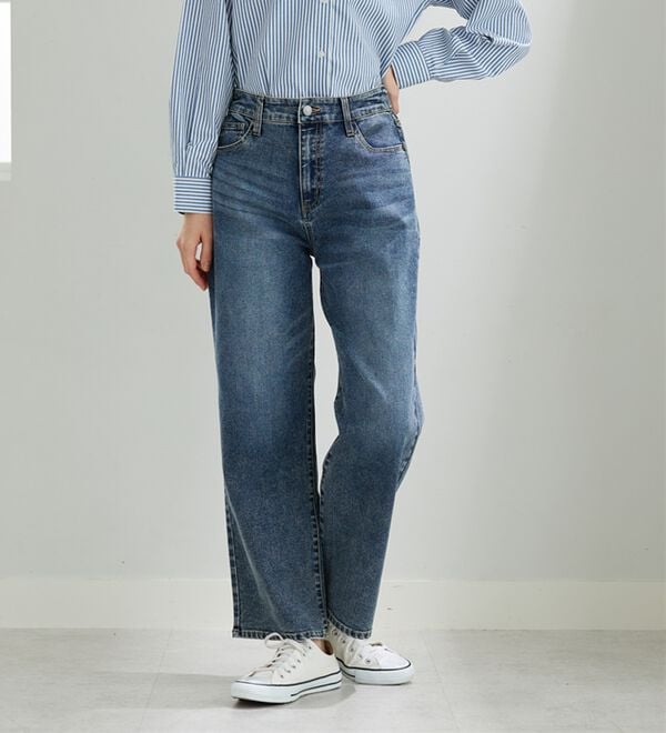 BELLUNA（ベルーナ）の「デニム素材美脚見えワイドパンツ（ワイドパンツ・ガウチョ）」｜詳細画像