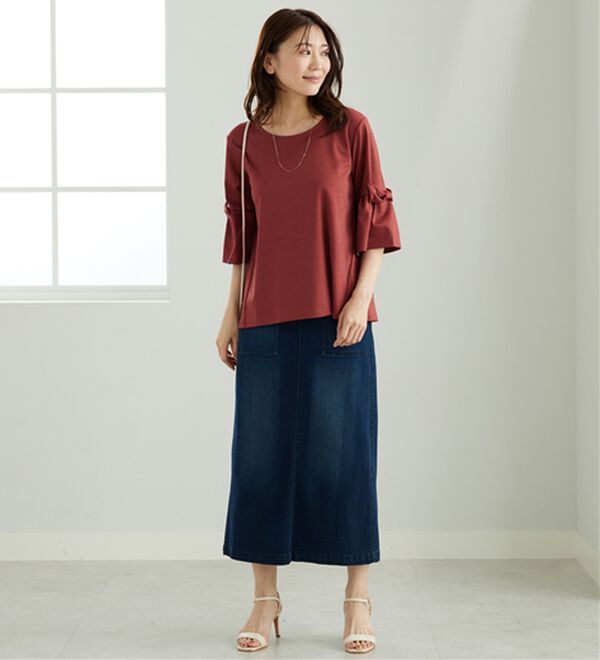 BELLUNA（ベルーナ）の「リボン付フレアー袖プルオーバー（カットソー）」｜詳細画像