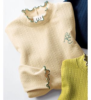 BELLUNA（ベルーナ）の「＜ＥＬＬＥ　Ａｃｔｉｖｅ＞配色使いジャカードプルオーバー（カットソー）」｜アイボリー