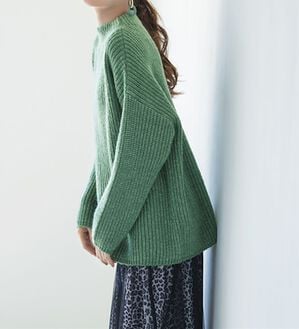 RANAN（ラナン）の「ふんわり！あぜ編ニットプルオーバー（ニット・セーター）」｜グリーン